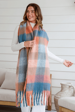 Delilah Chunky Soft Check Scarf - Purple