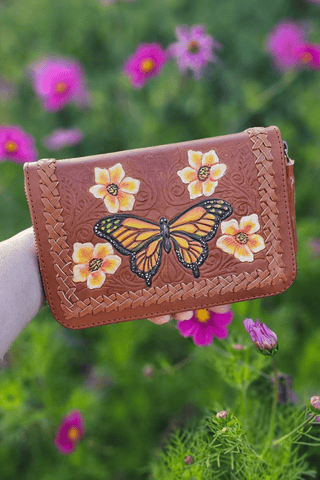 Miley Leather Oversized Wallet - Tan