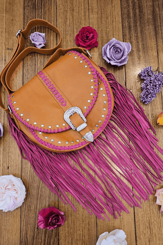 Cowgirl Cowhide Bag - Nat/Fuchsia