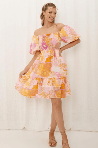 Golden Garden Mini Dress - Sunshine