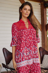 Florence Blouse - Ruby Rouge