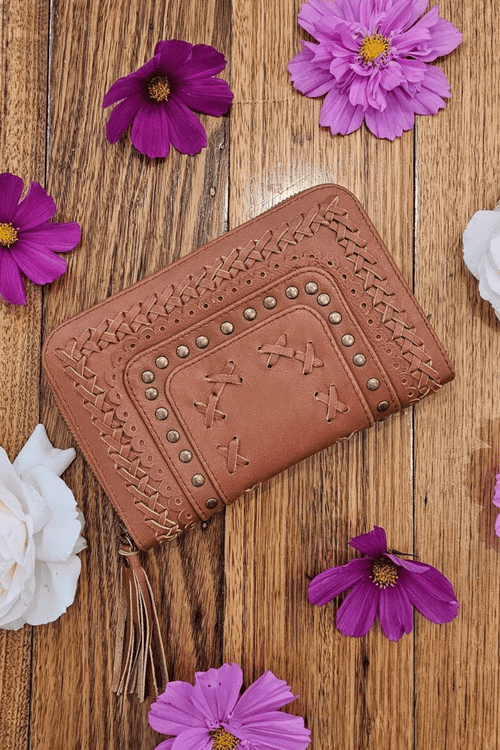 Miley Leather Oversized Wallet - Tan