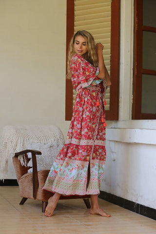 Dandelion Long Kimono - Magenta - Preorder