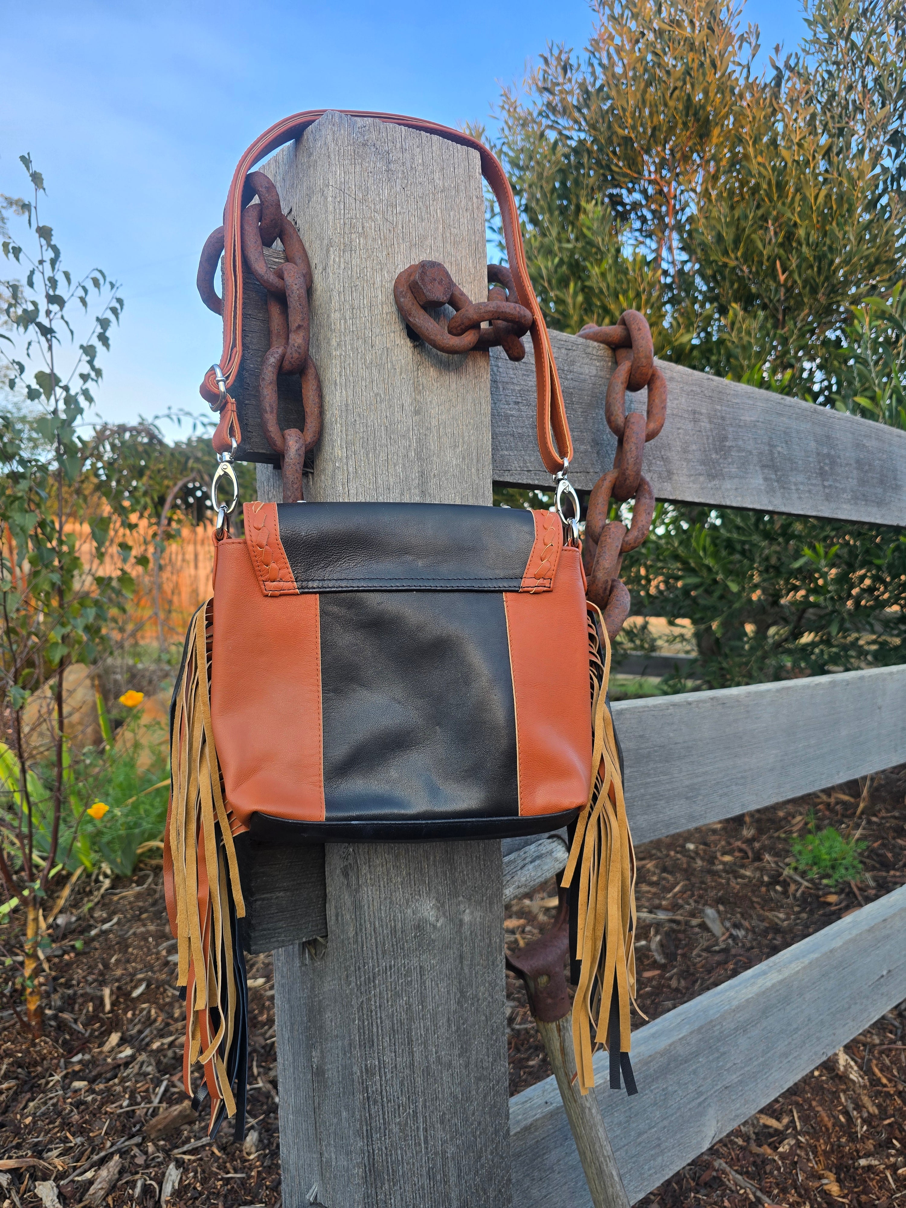 Triple Moon Goddess Leather Crossbody Bag