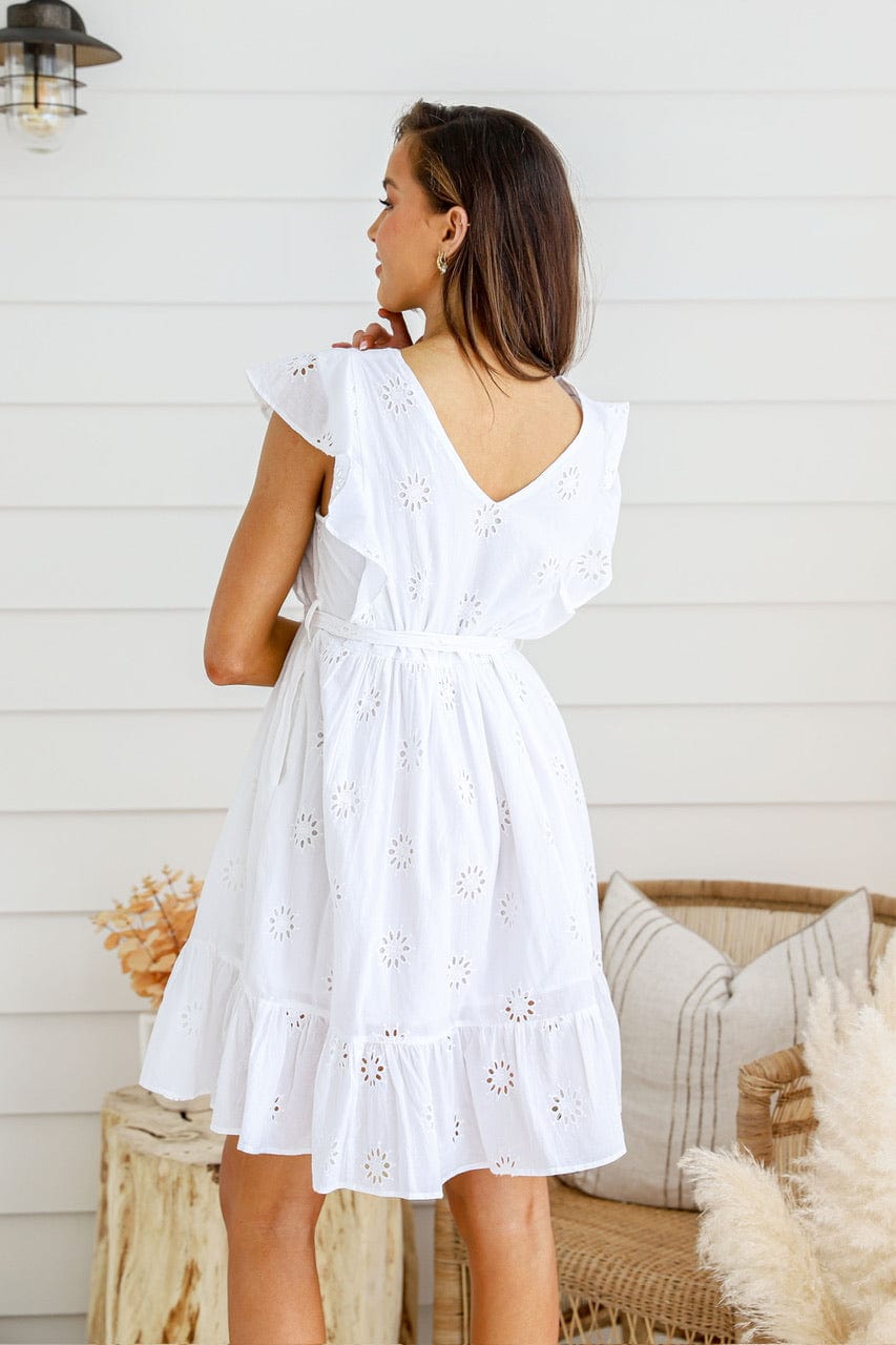 Schiffili Ruffle Mini Dress - White