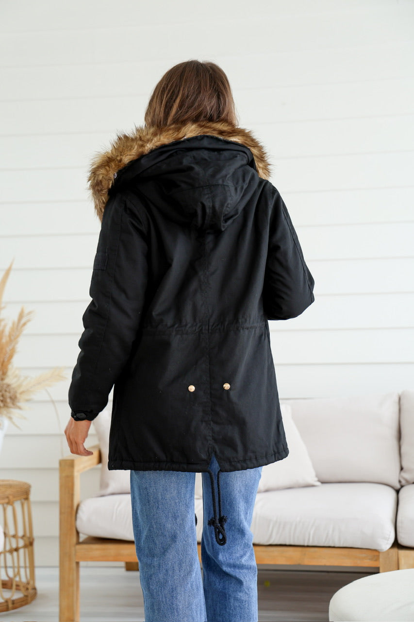 Lenny Faux Fur Lined Anarok Jacket - Black