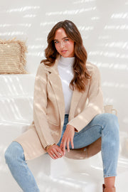 Wool Blend Pocket Coatigan - Latte