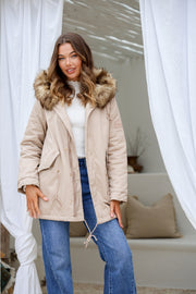 Lenny Faux Fur Lined Anarok Jacket - Latte