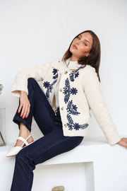 Hoxton Wool Blend Quilted Embroidered Jacket
