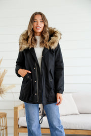 Lenny Faux Fur Lined Anarok Jacket - Black