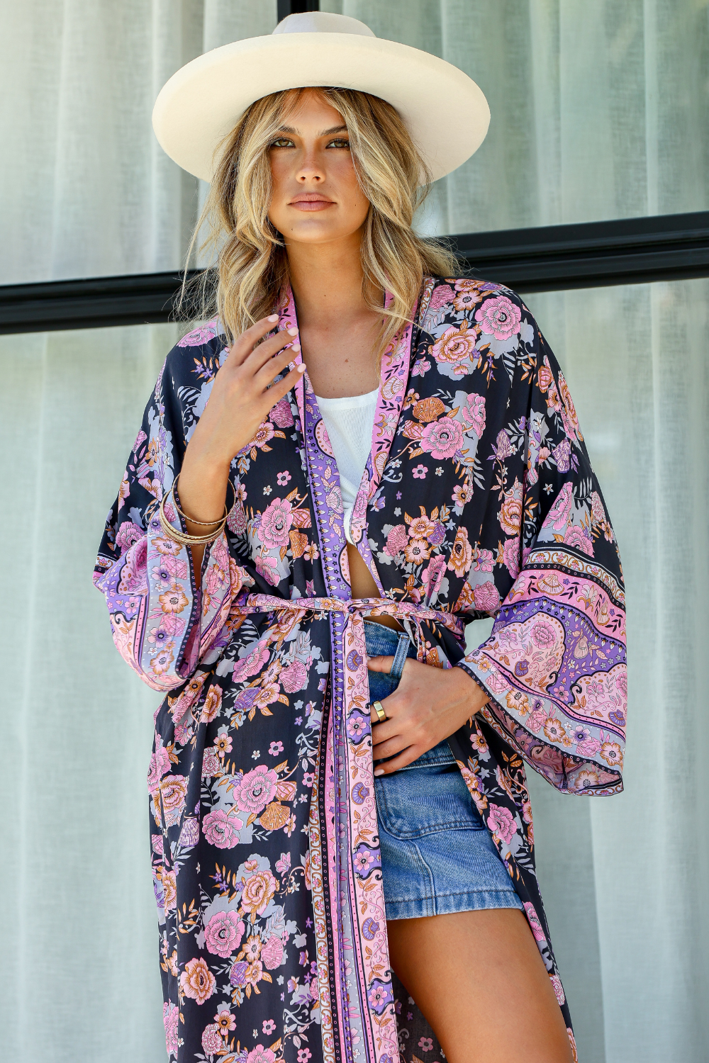 Aurora Kimono - Midnight Floral