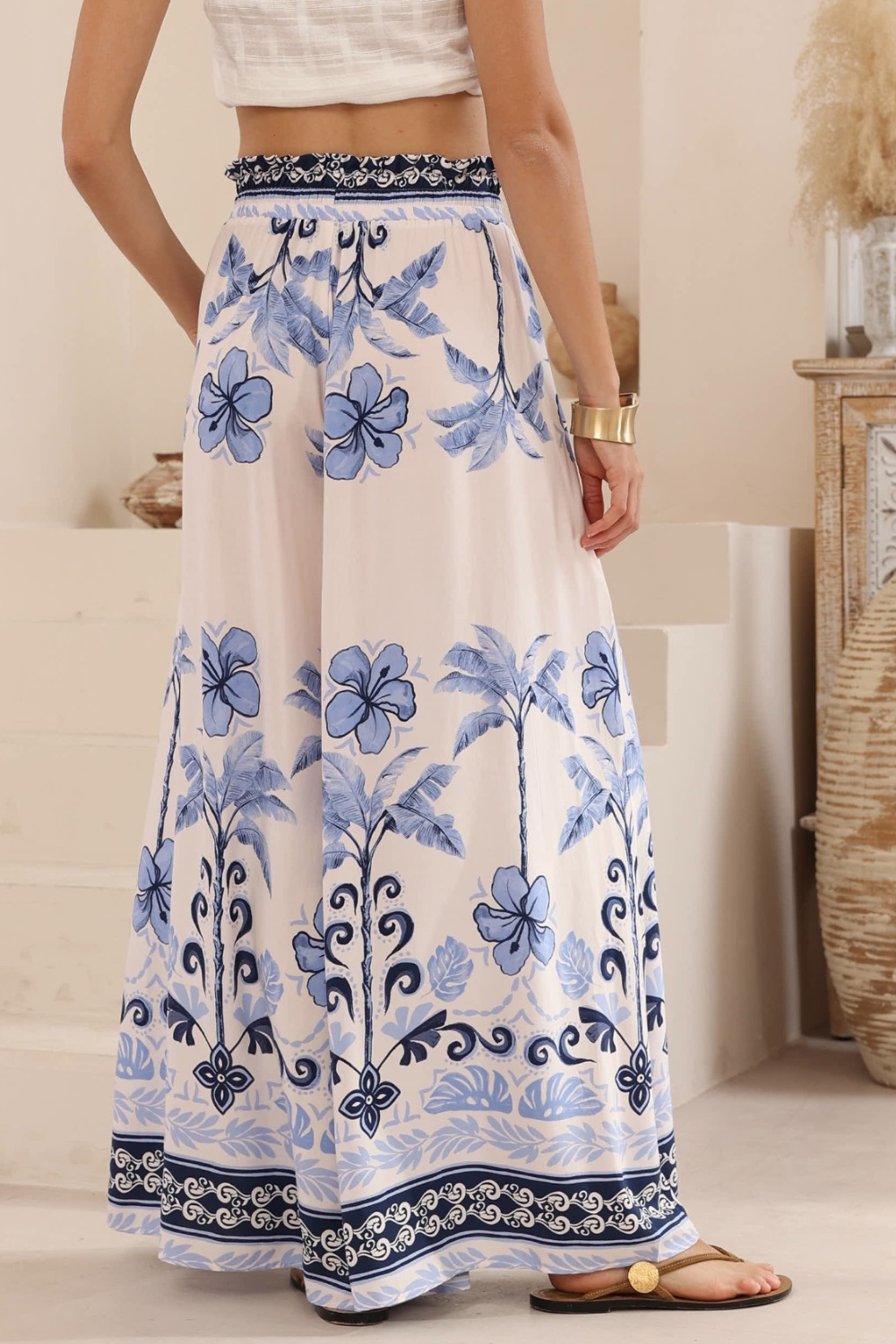 Azure Palm Wide Leg Pants
