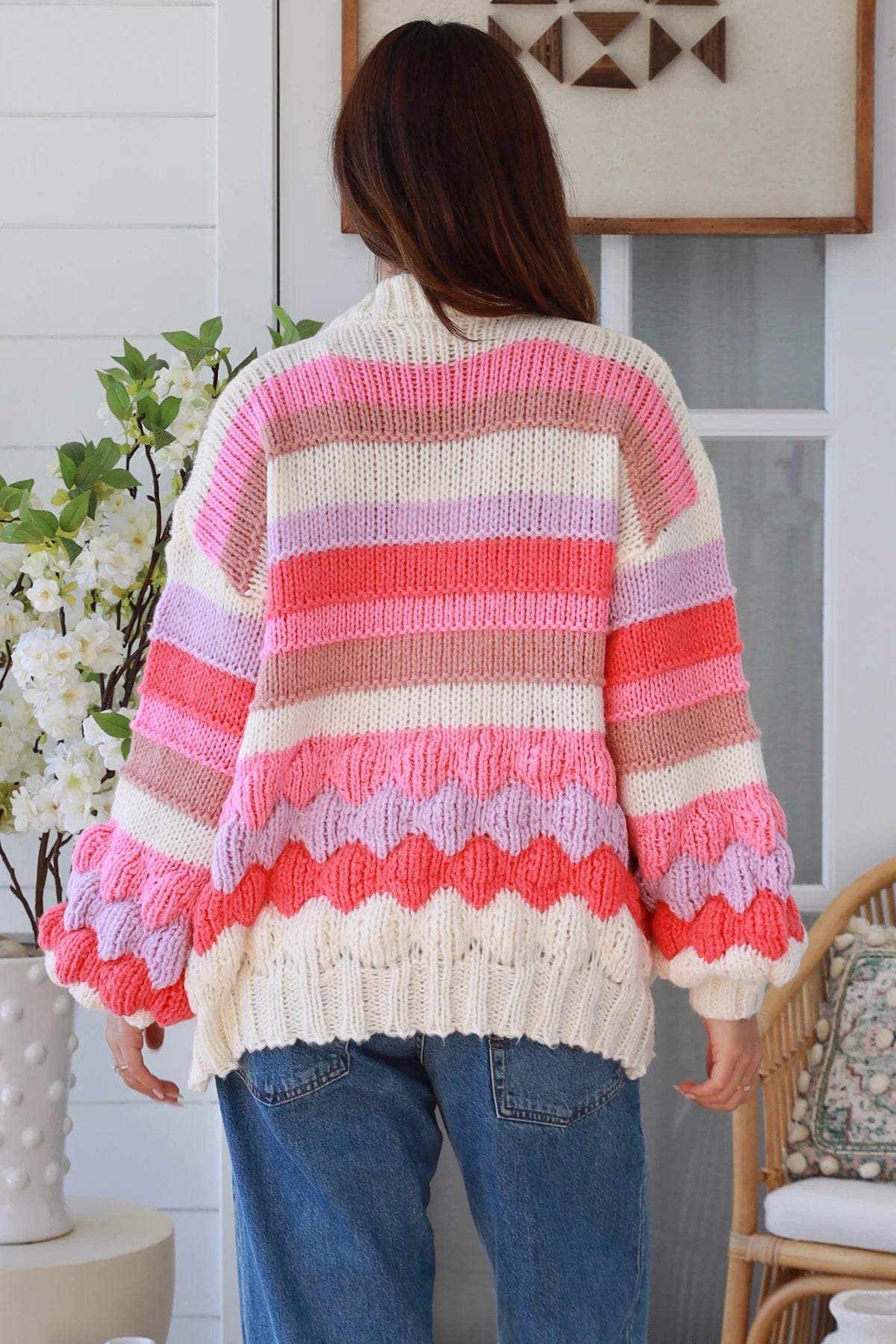 Sweet Stripe Chevron Knit Cardigan