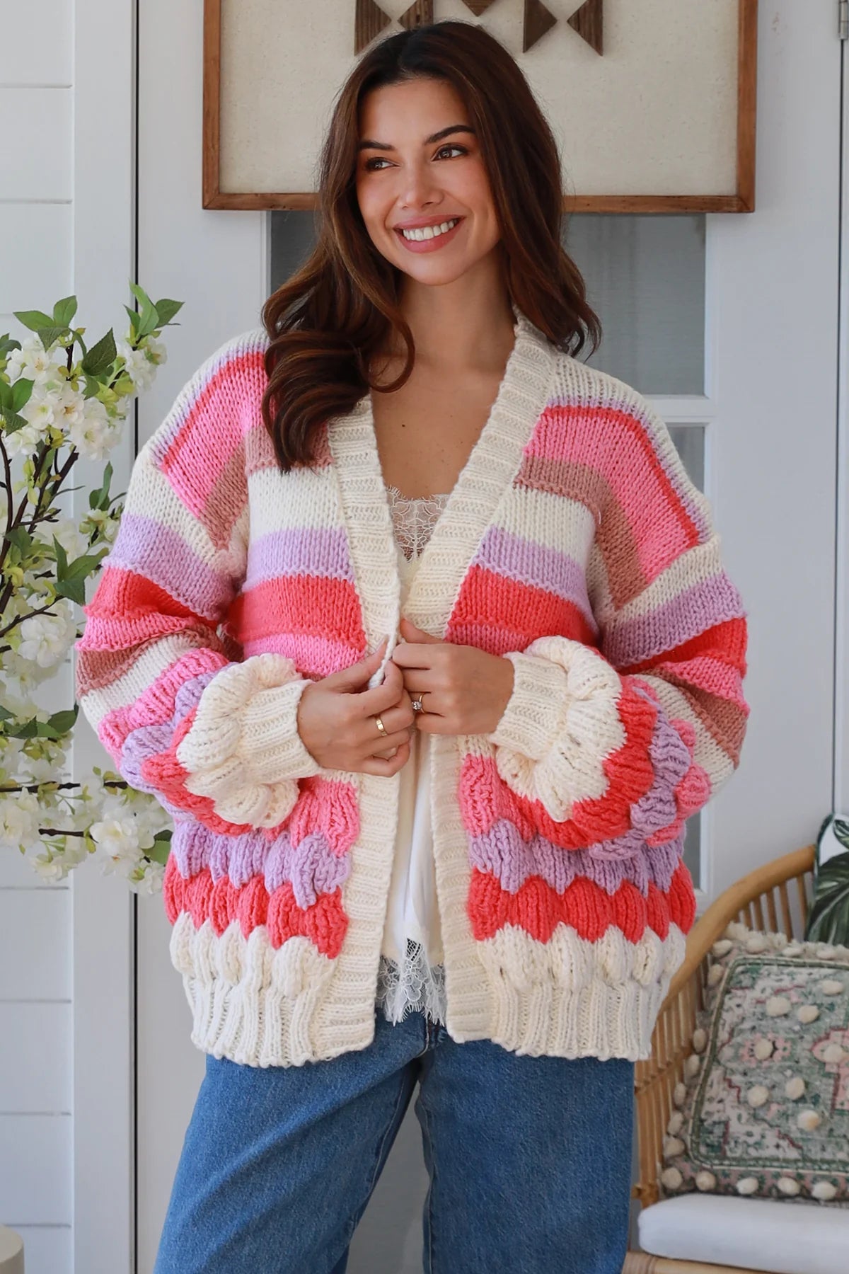 Sweet Stripe Chevron Knit Cardigan
