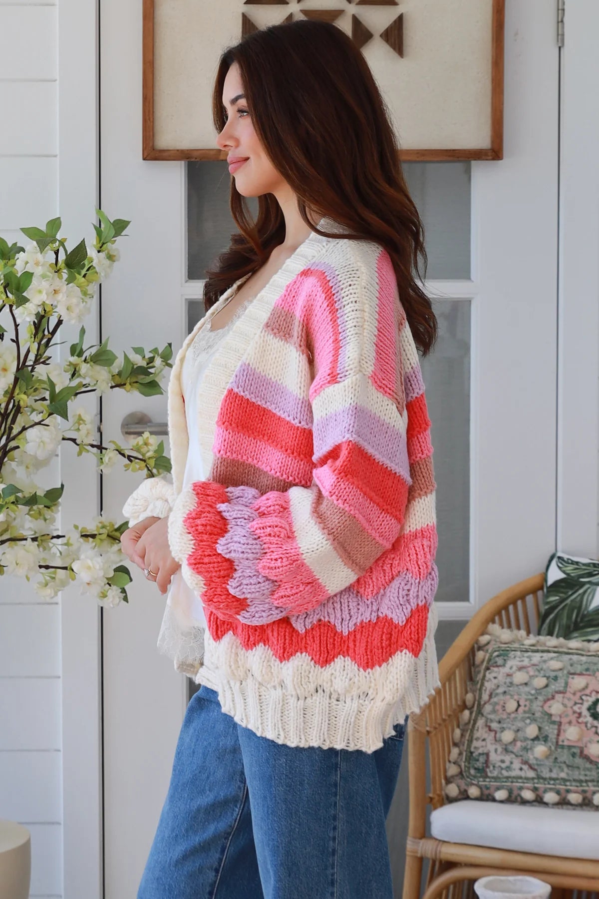 Sweet Stripe Chevron Knit Cardigan