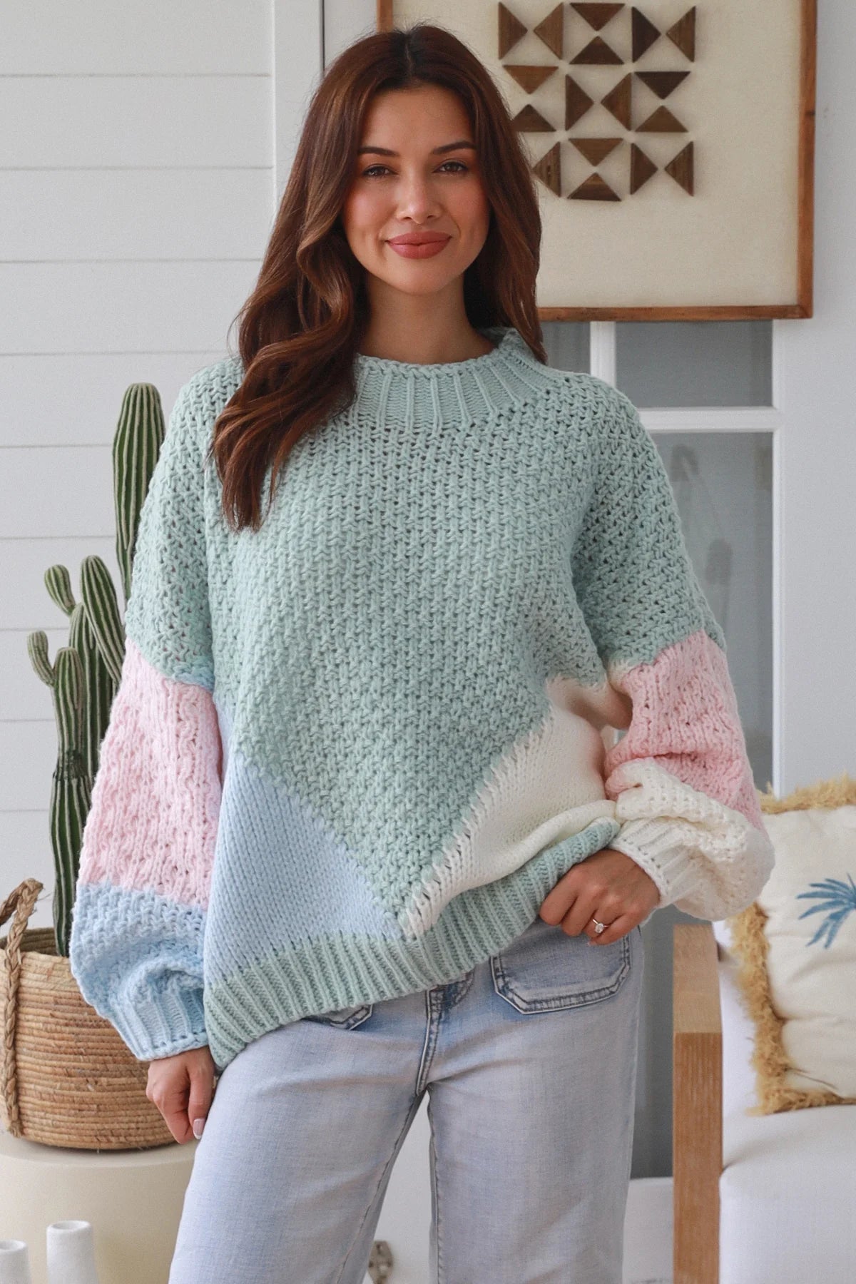 Pastel Dreams Colour Block Knit Pullover