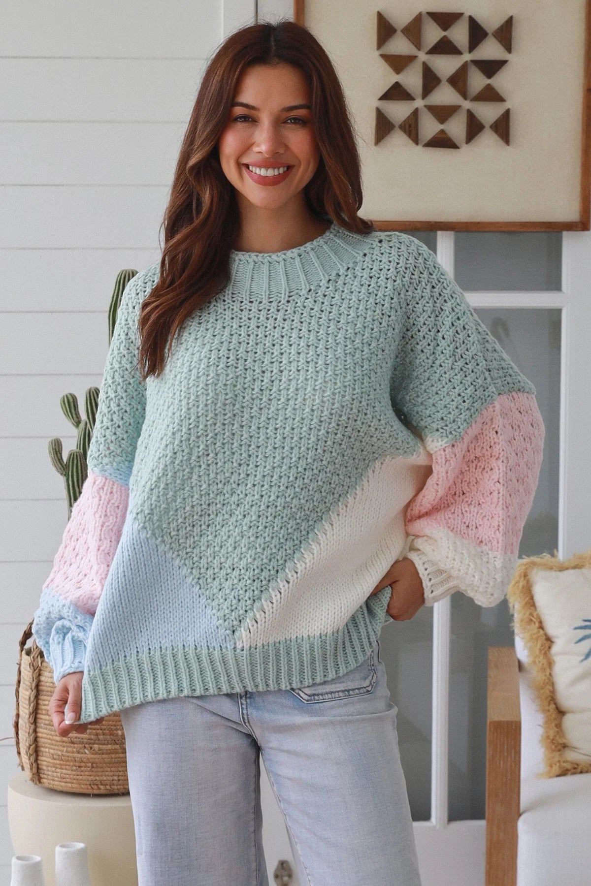 Pastel Dreams Colour Block Knit Pullover