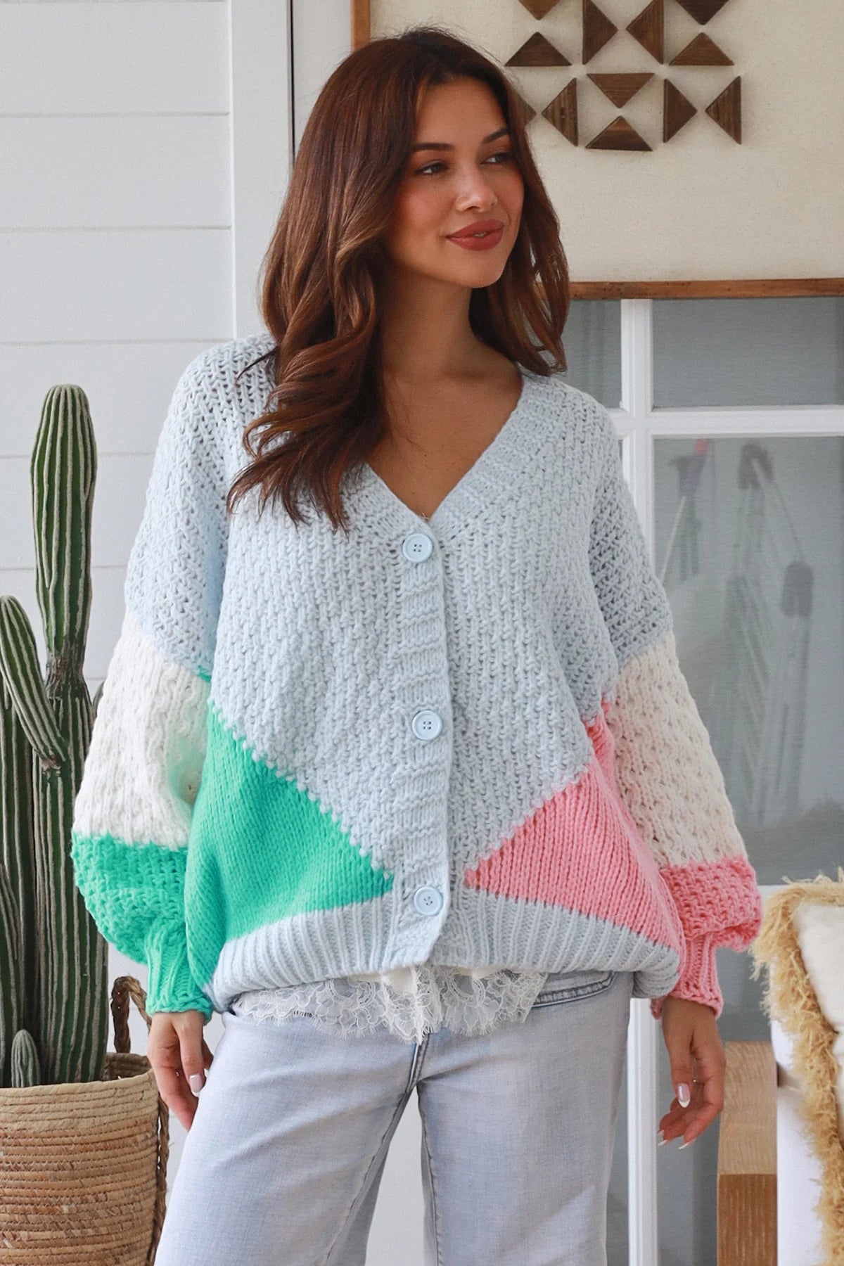 Pastel Dreams Colour Block Knit Cardigan