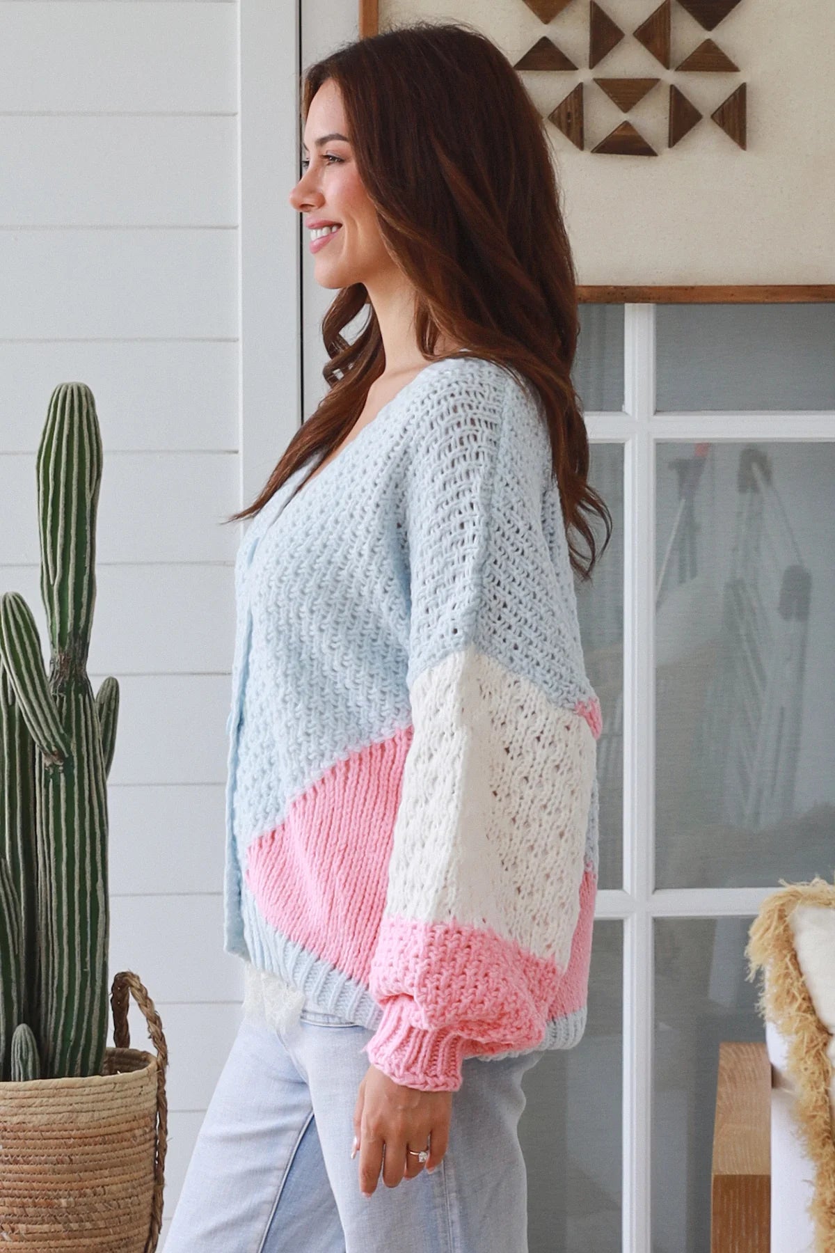 Pastel Dreams Colour Block Knit Cardigan