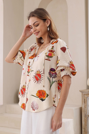 Carmella Festival Print Puff Sleeve Shirt