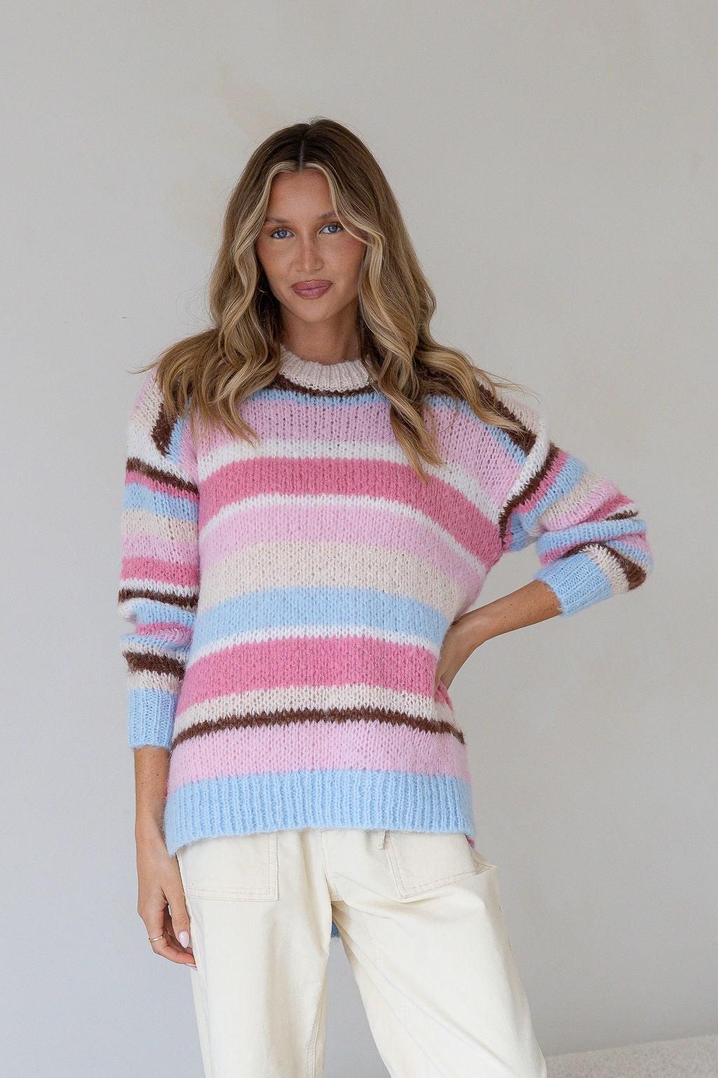 Chalet Stripe Slouch Knit Sweater