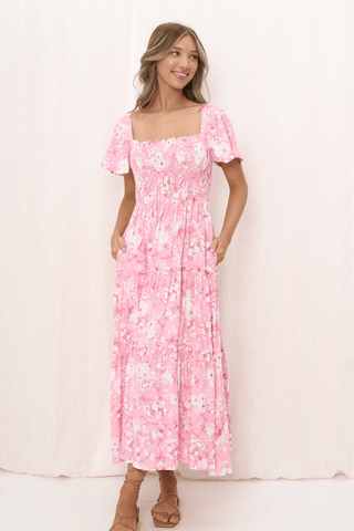 Bryana Strappy Midi Dress - Pink