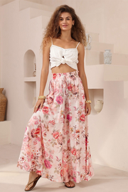 Daylily Wide Leg Pants - Pink Floral