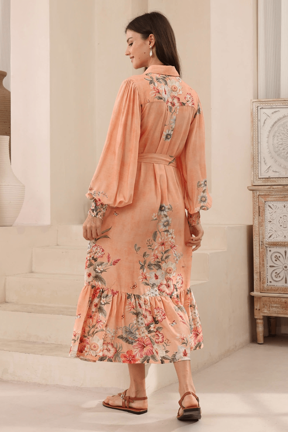 Eloise Midi Dress - Apricot