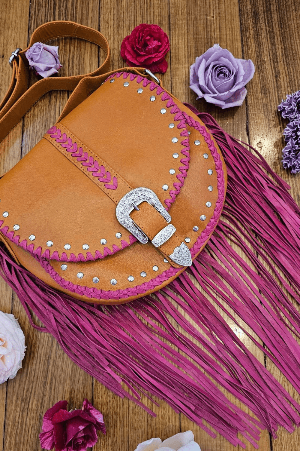 Esmeralda Bag - Tan/Fuchsia