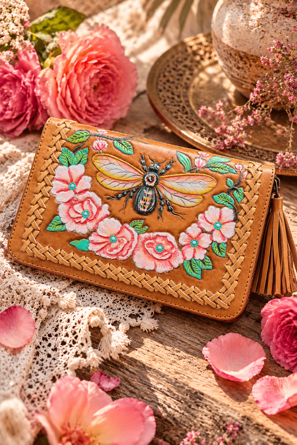 Bumble Bee Wallet - Tan