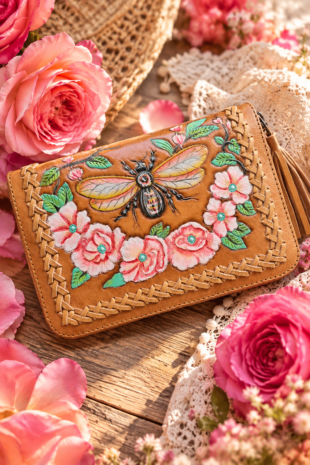Bumble Bee Wallet - Tan