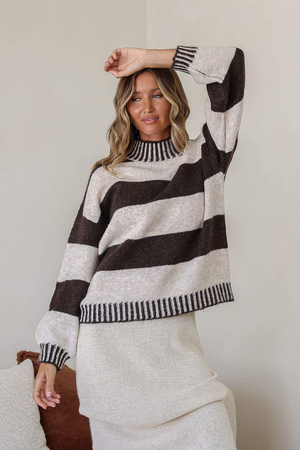 Tilly Blanket Stitch Knit - Chocolate