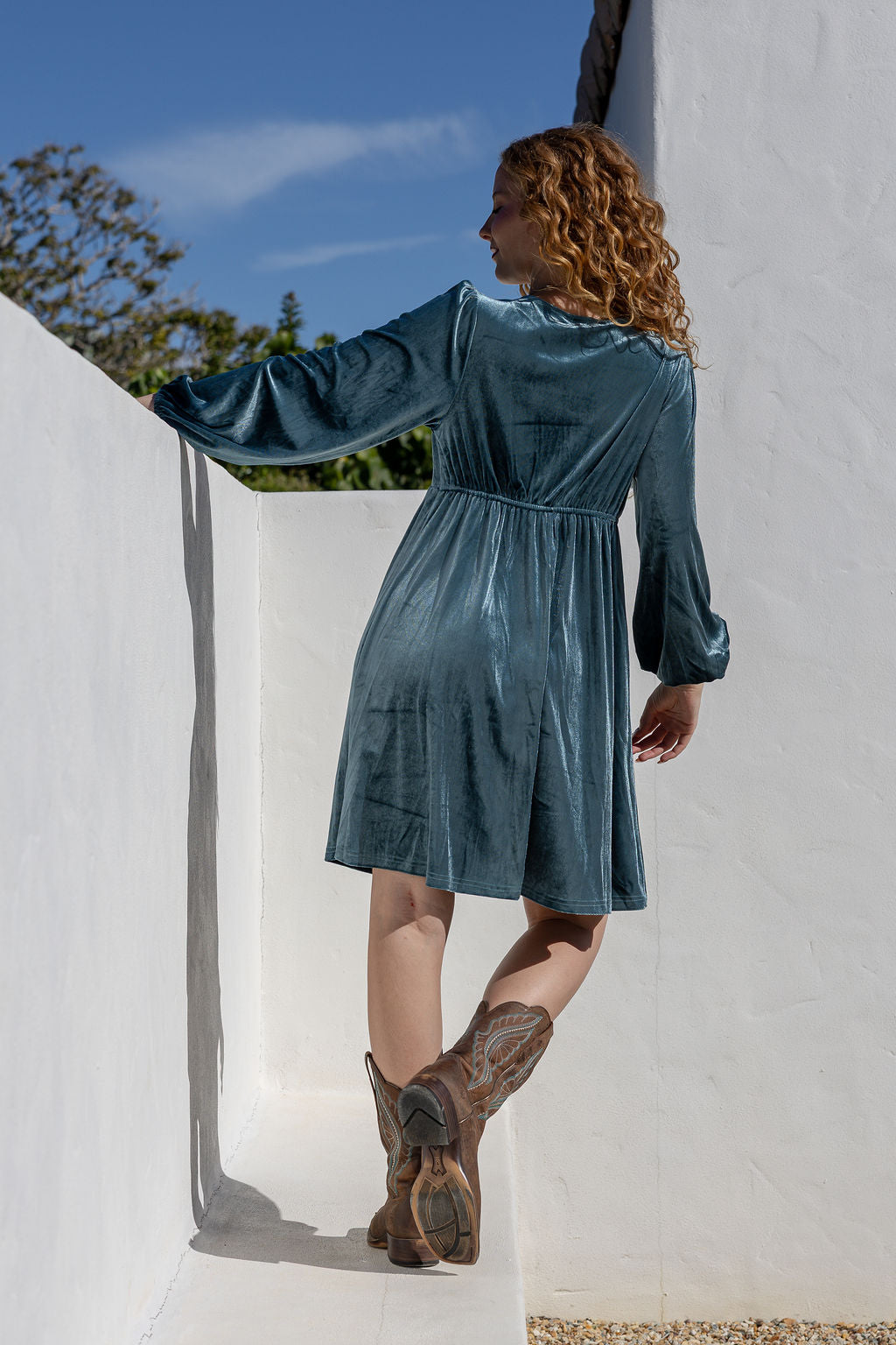 Luna Velvet Dress - Seafoam