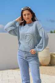 Cornelli Flower Knit - Blue
