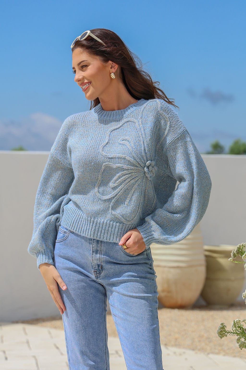 Cornelli Flower Knit - Blue