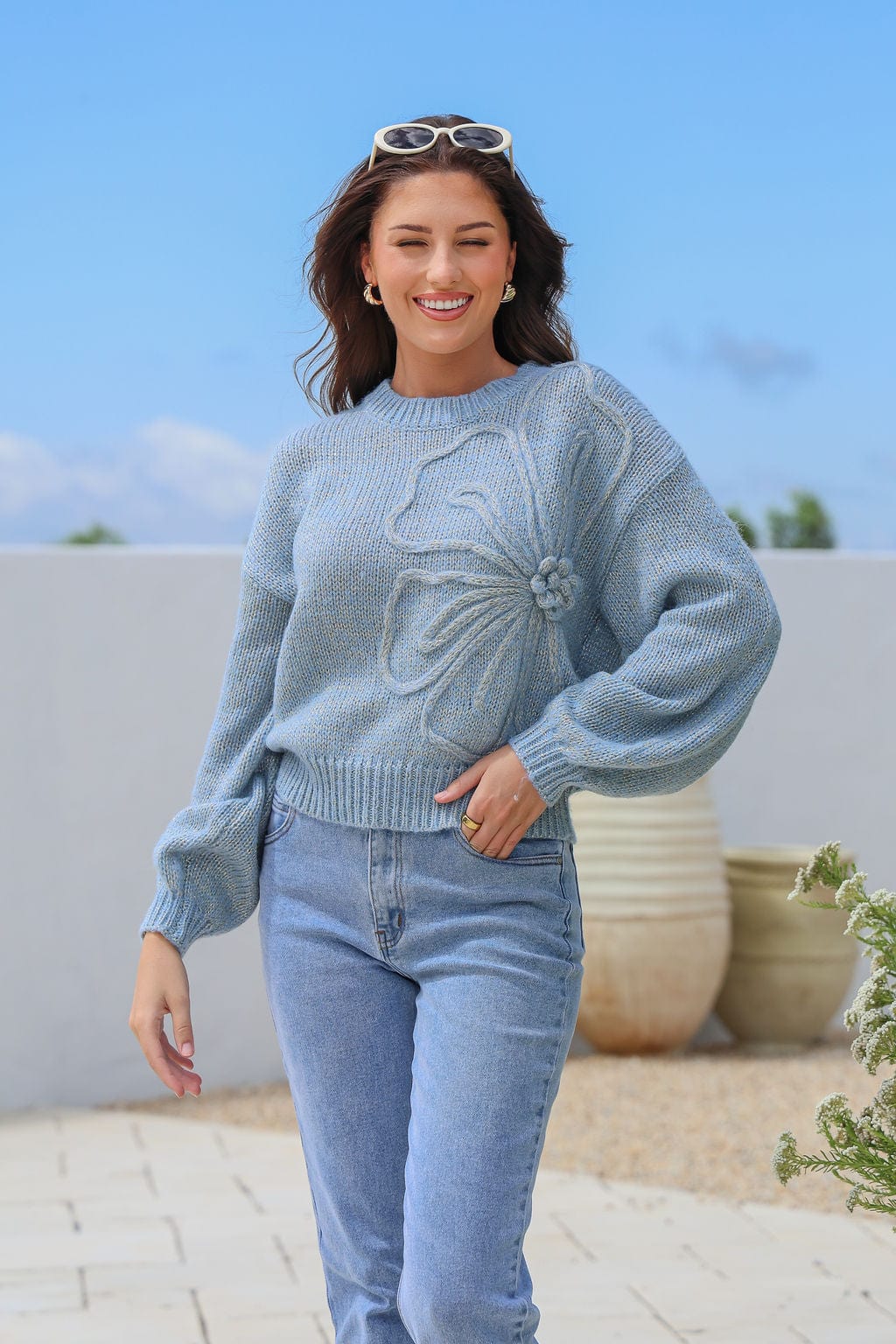 Cornelli Flower Knit - Blue