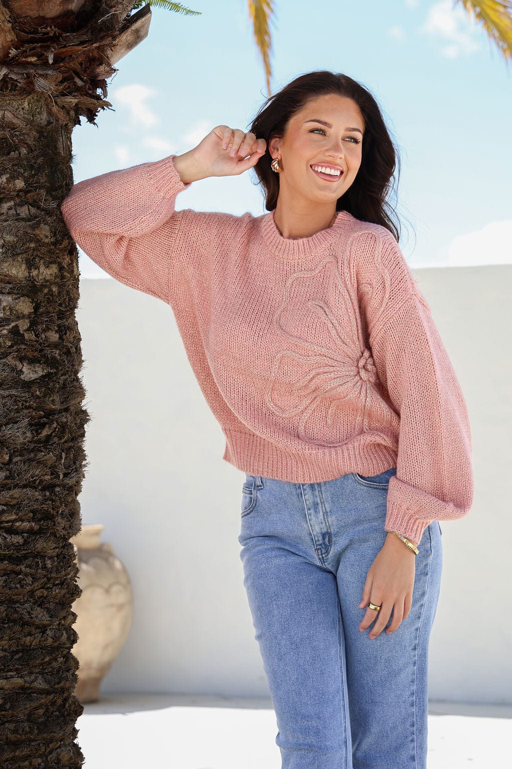 Cornelli Flower Knit - Blush