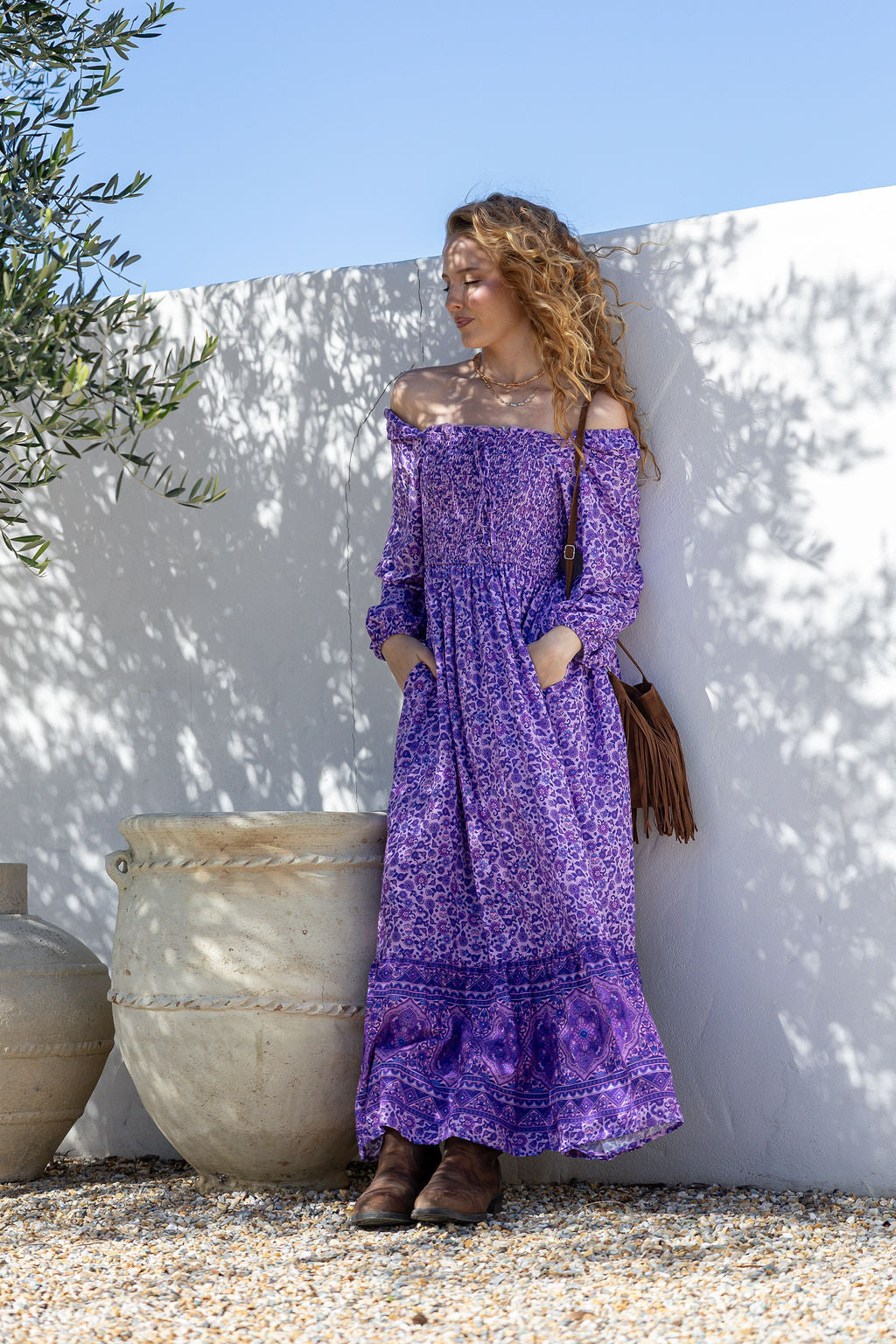 Bloom Shirred Maxi Dress - Wisteria