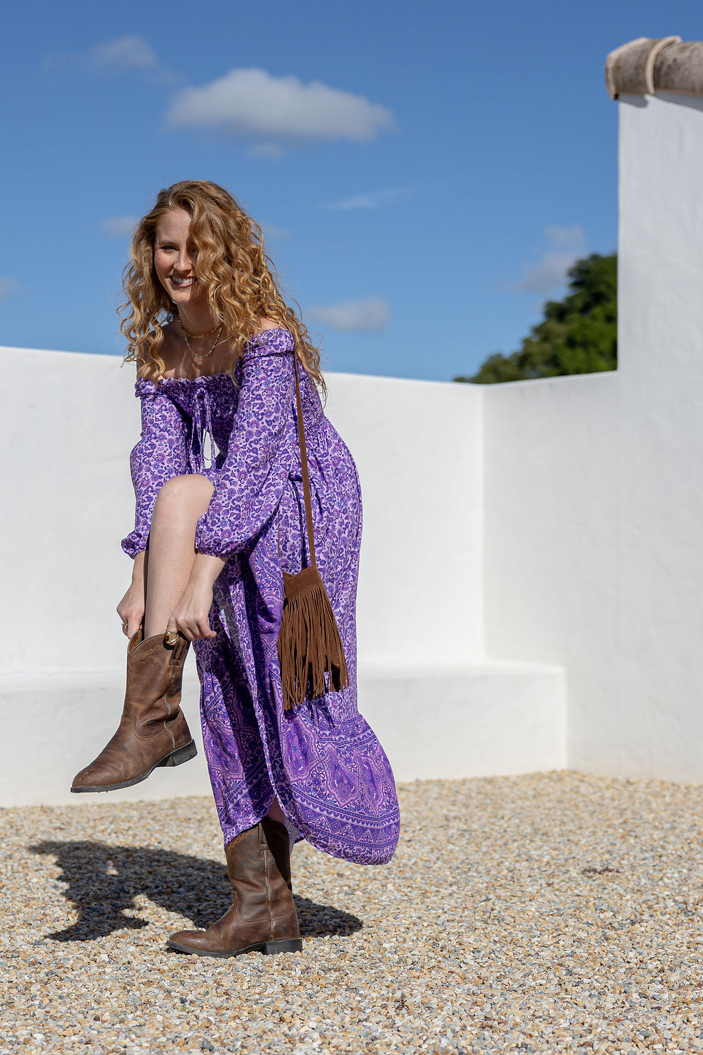 Bloom Shirred Maxi Dress - Wisteria
