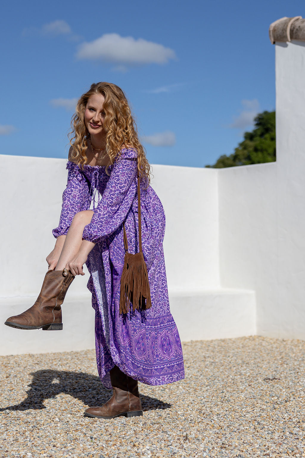 Bloom Shirred Maxi Dress - Wisteria