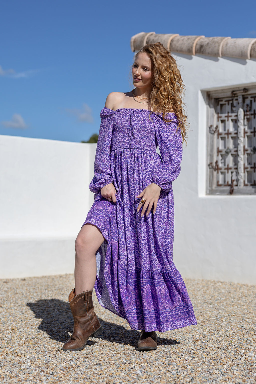 Bloom Shirred Maxi Dress - Wisteria