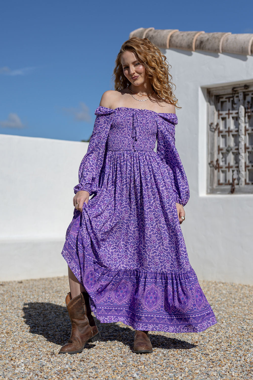 Bloom Shirred Maxi Dress - Wisteria