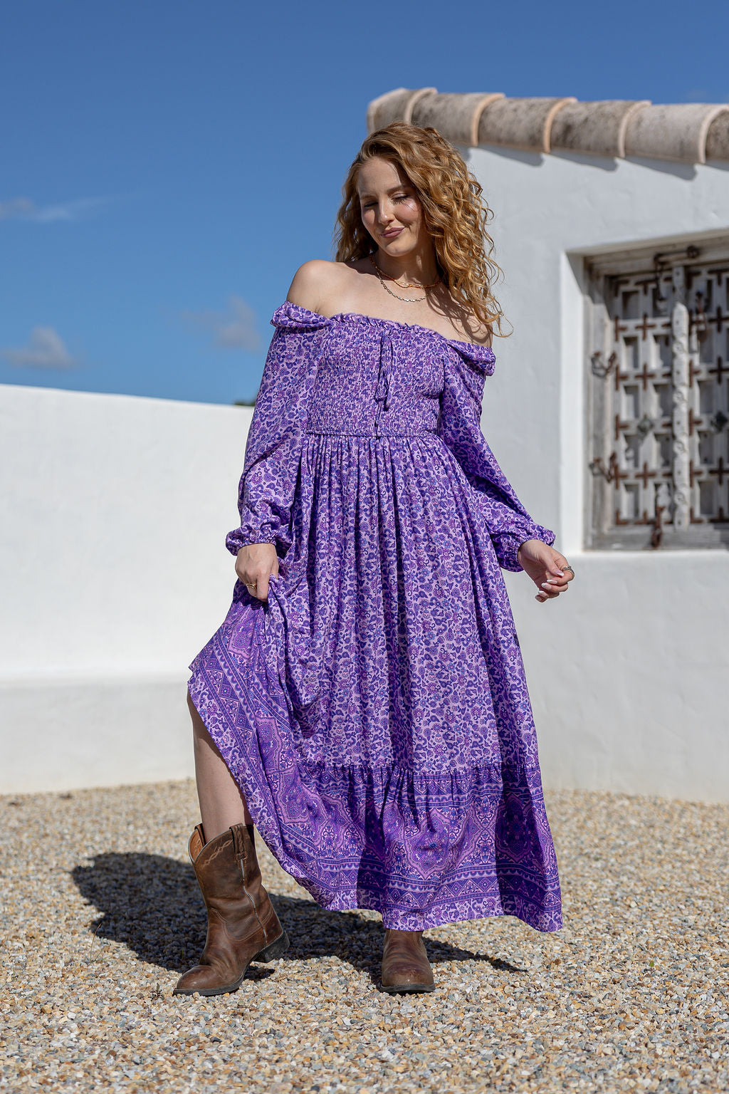 Bloom Shirred Maxi Dress - Wisteria