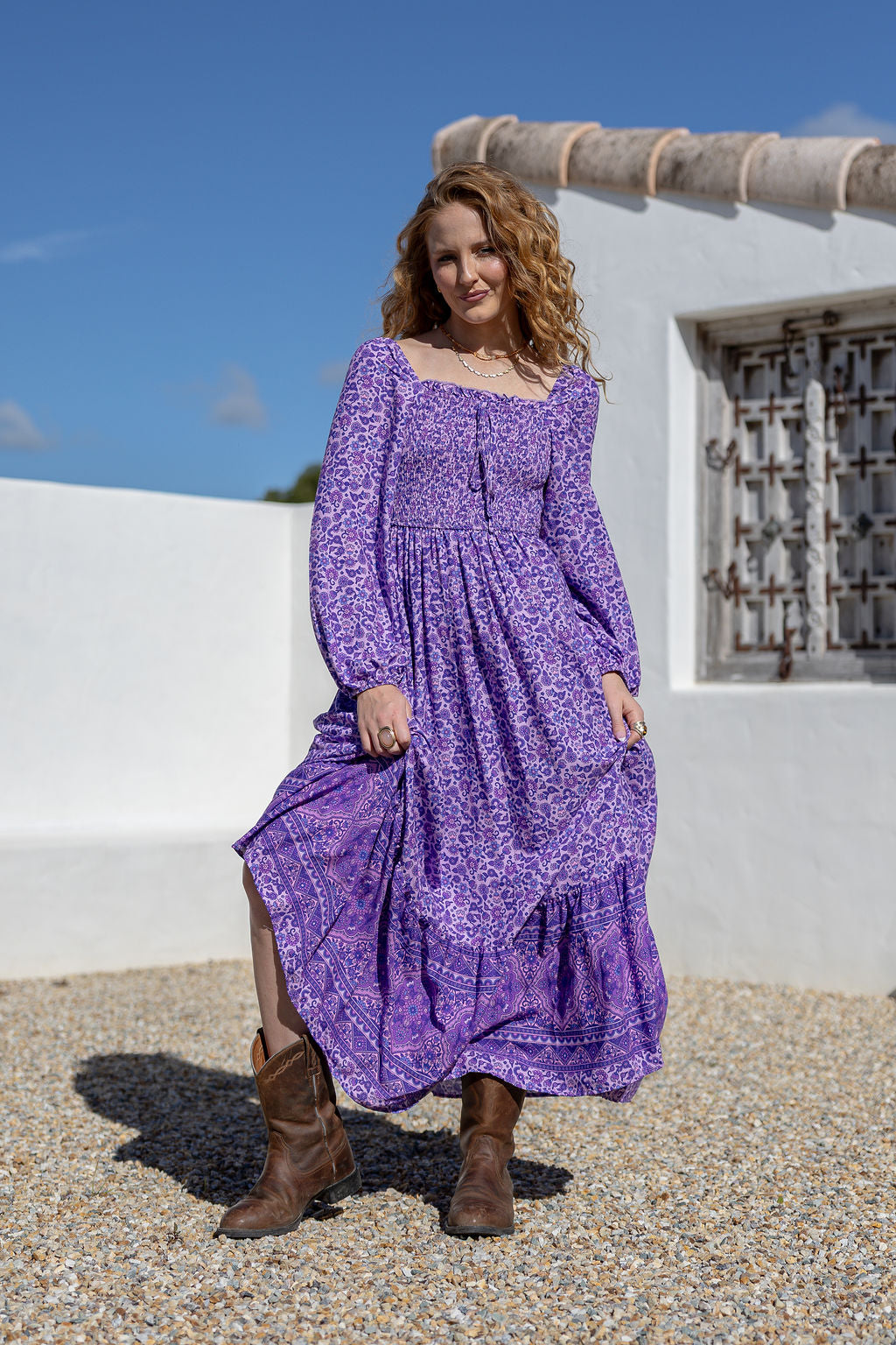 Bloom Shirred Maxi Dress - Wisteria