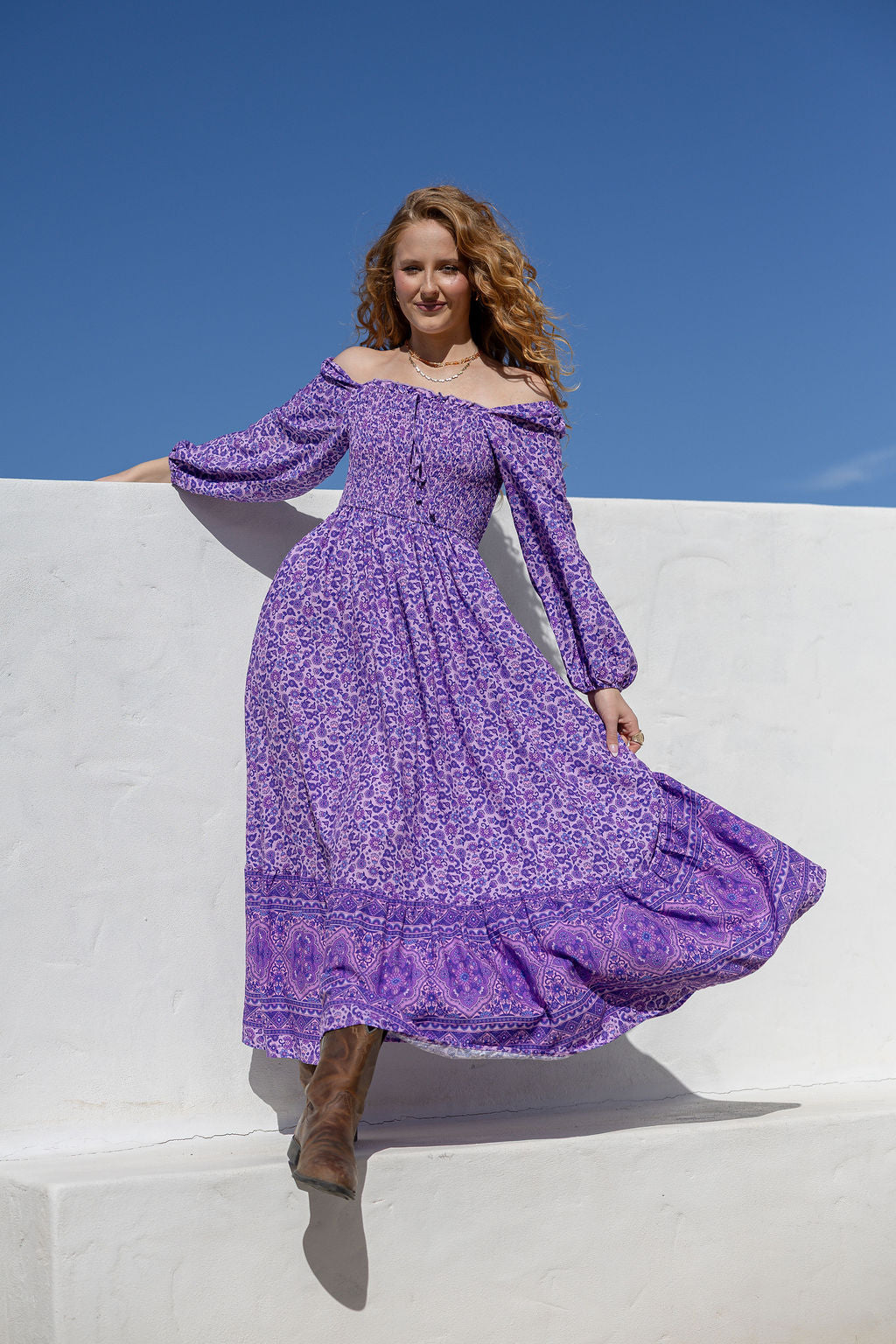 Bloom Shirred Maxi Dress - Wisteria