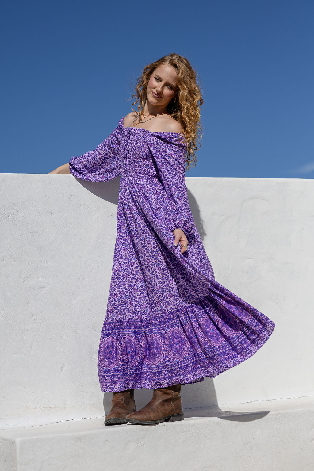 Bloom Shirred Maxi Dress - Wisteria
