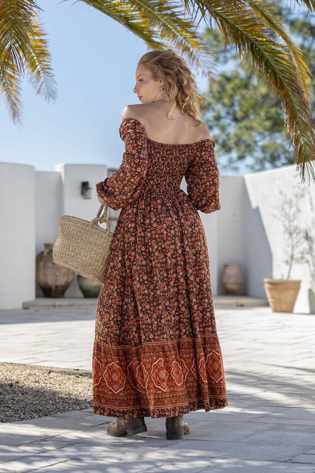 Bloom Shirred Maxi Dress - Spice