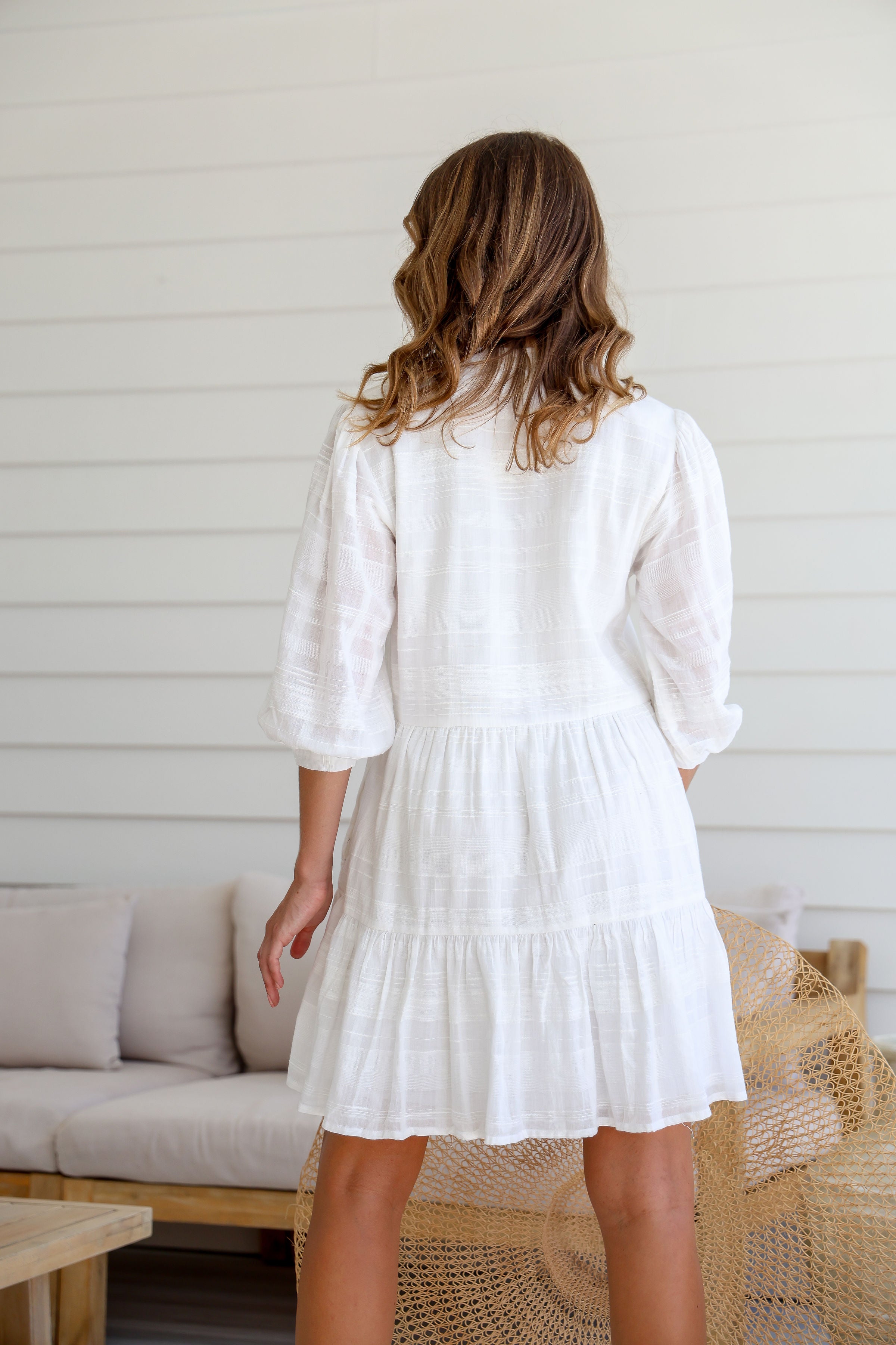 Haylie Cotton Slub Dress - White