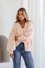Magnolia Flower Detail Cardigan - Blush