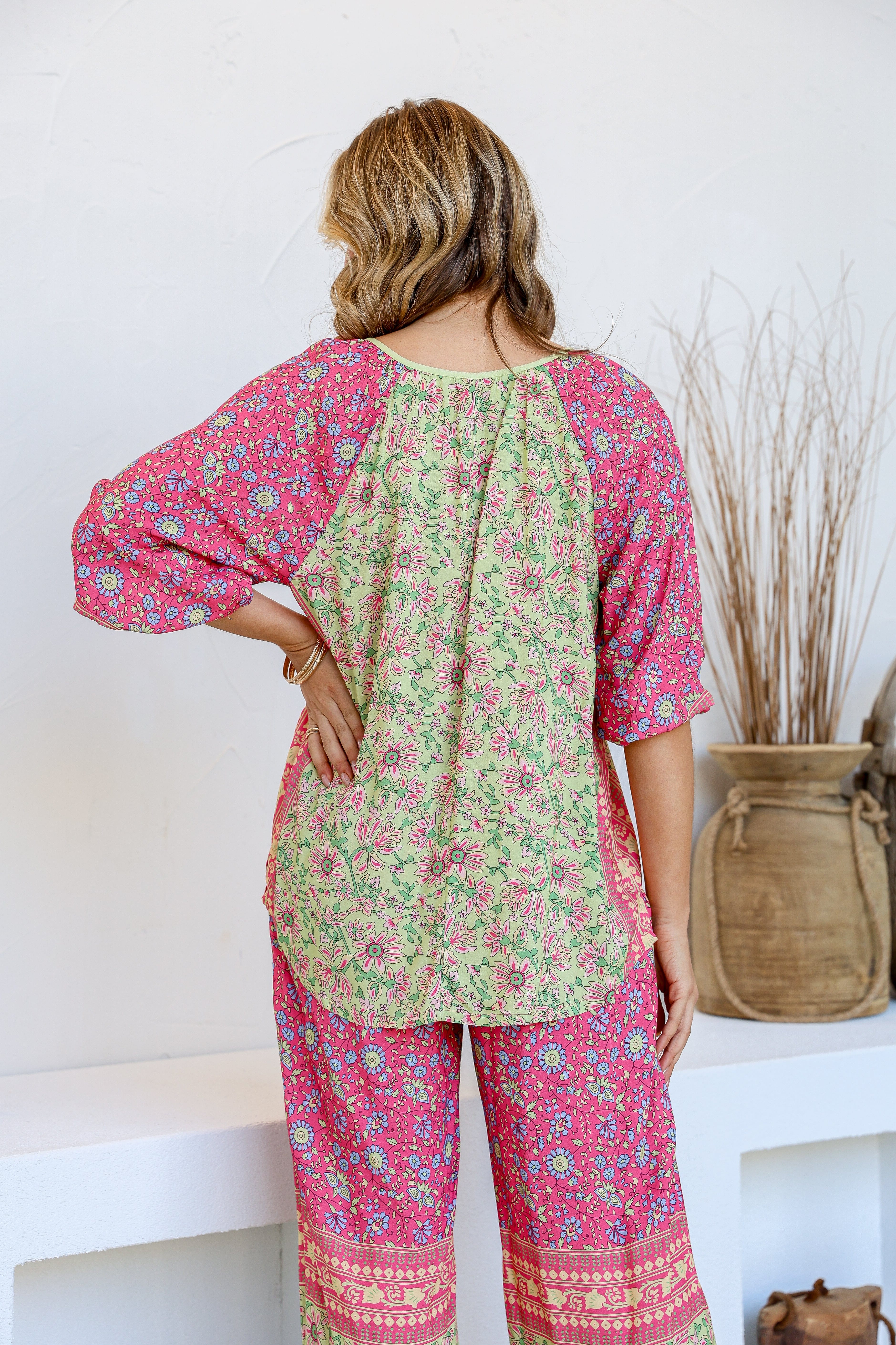 Parisian Pant & Top Set - Soft Green/Pink